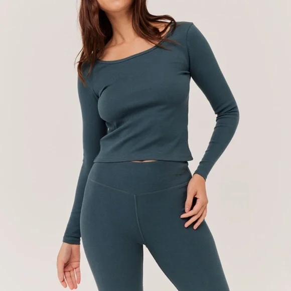 ‼️NWOT: Pact Organic Cotton Cropped Black Ribbed Long Sleeve Top - M - Picture 5 of 5